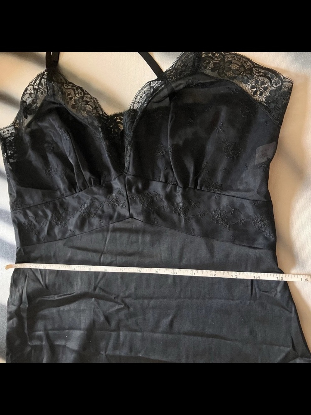 Vintage 60s Hollywood Vassarette Nylon Lace Black Slip Fairy Grunge Dress